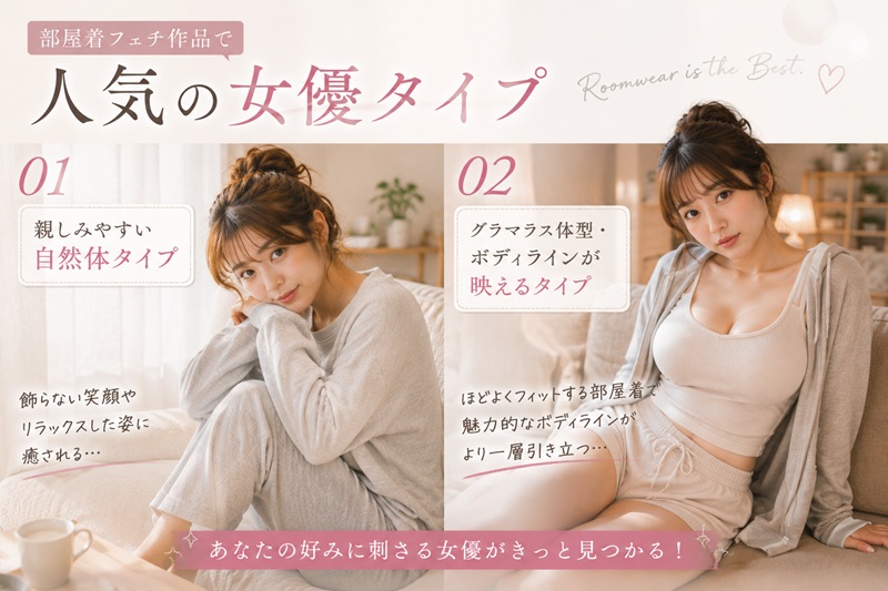 部屋着フェチ作品で人気の女優タイプ